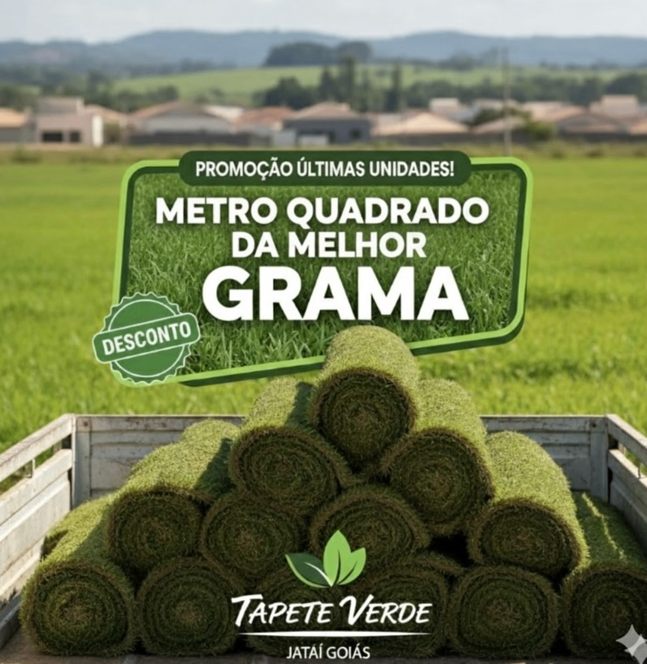 Mãos colocando uma placa de grama no solo